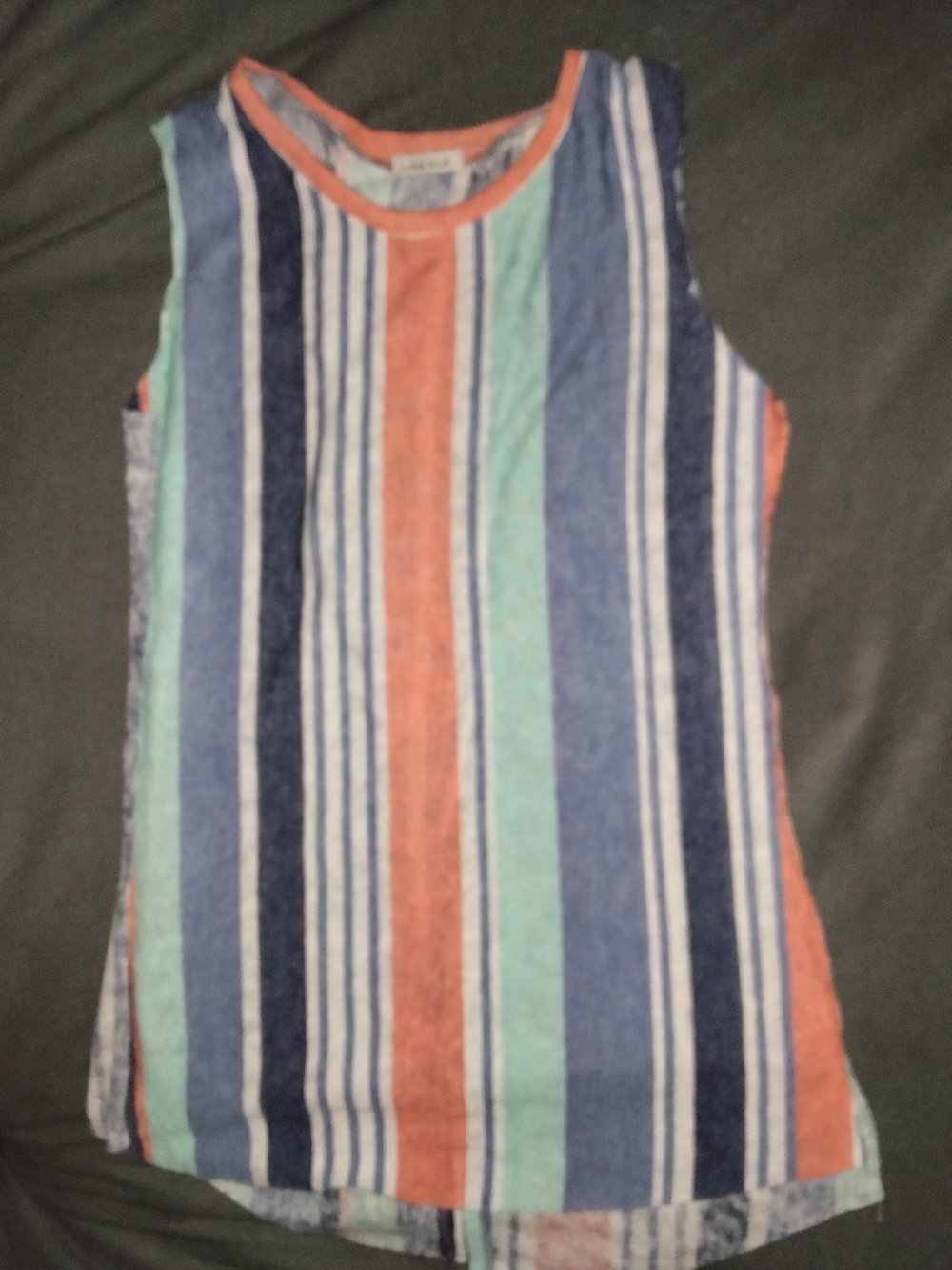 Striped Sleeveless Top - Blue, Mint & Coral